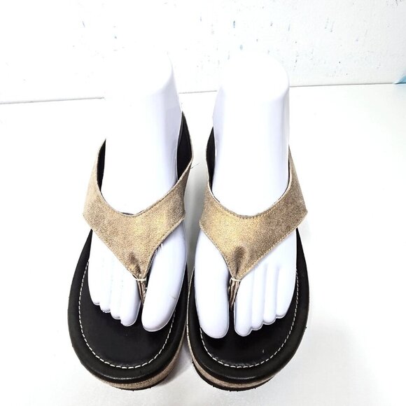 Donald J. Pliner Shaheen Metallic Thong Platform Leather Wedge Sandals Size 10 - Picture 7 of 13